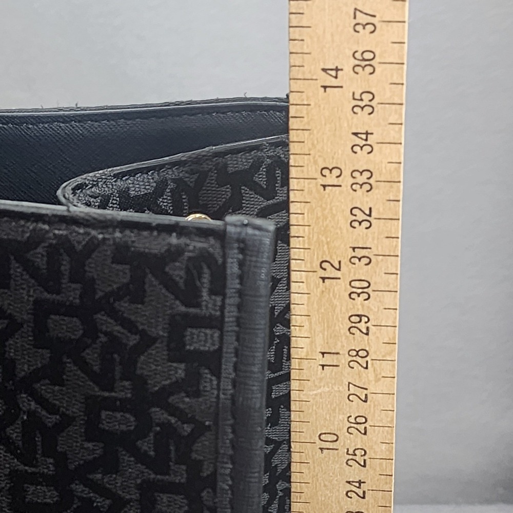 DKNY Carlita Tote Bag Black Logo Jacquard Top Handle Satchel Accent - Picture 9 of 10